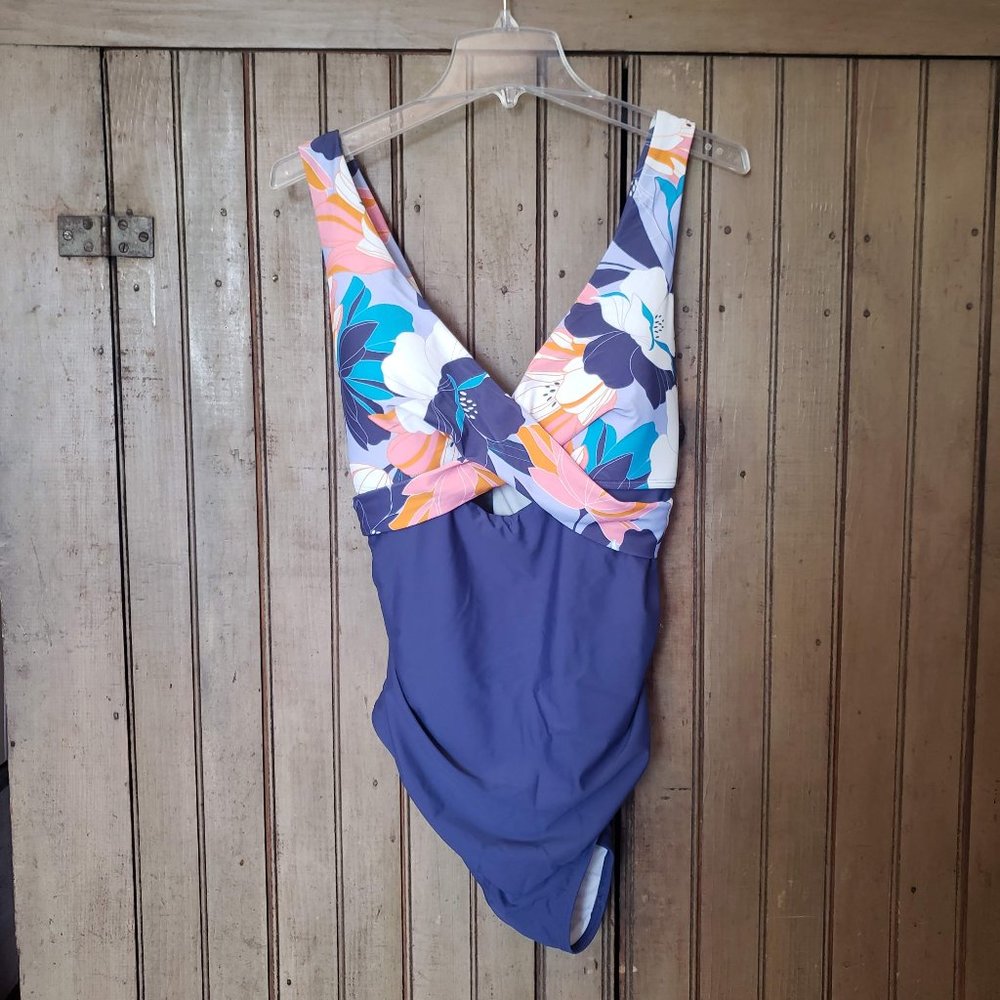 CUPSHE Swimsuit, 2X, Ruched Tummy, Crisscross Tie Back